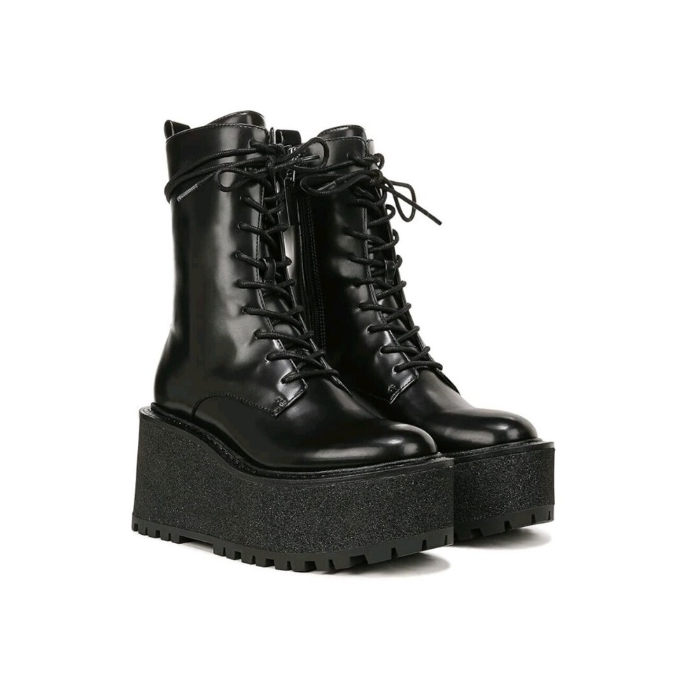 Circus by Sam Edelman Black Slater Lace Up Platform Moto Boots SZ 9.5 NWOT Goth